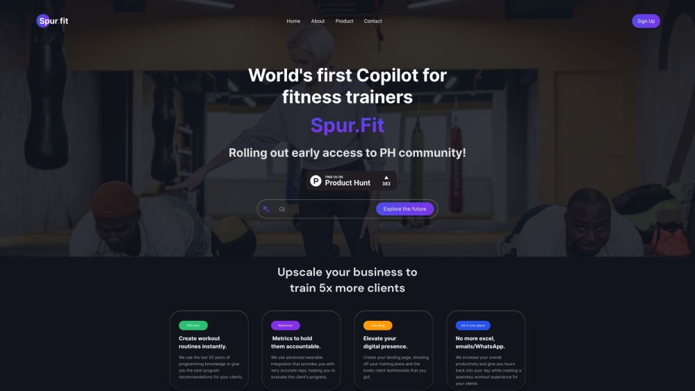 Spur.Fit - AI Assistant for fitness professionals Website screenshot