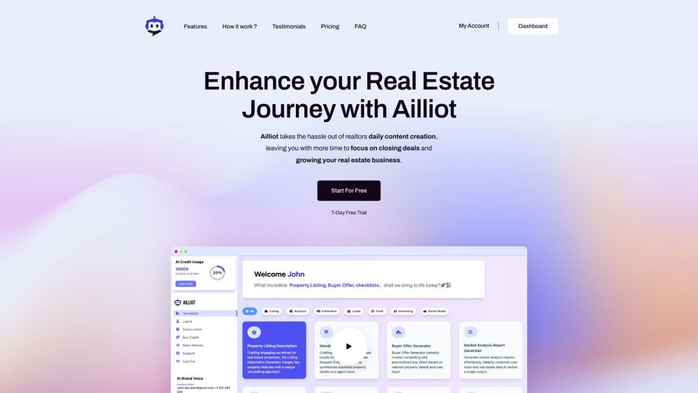 Ailliot Real Estate AI Assistant Website screenshot