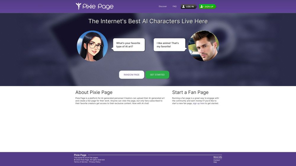 Pixie Page Website screenshot