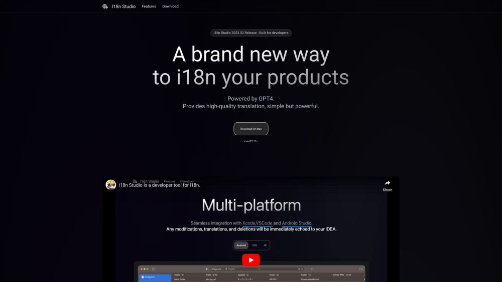 I18n Studio Website screenshot