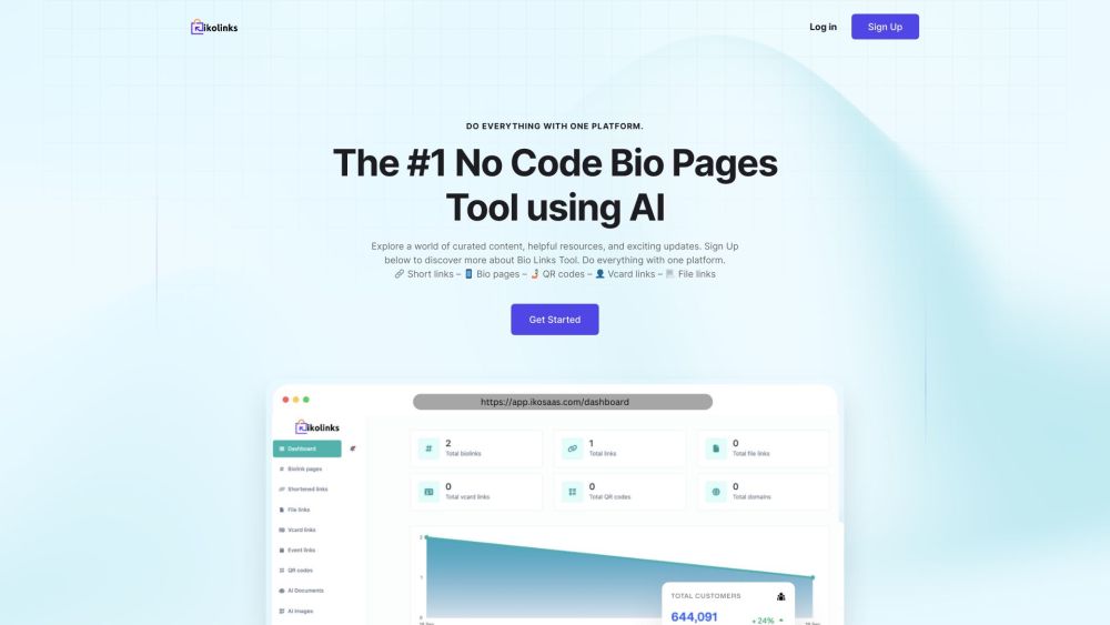 Bio Links Tool Website screenshot