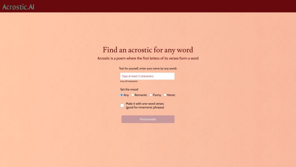 Acrostic AI Website screenshot