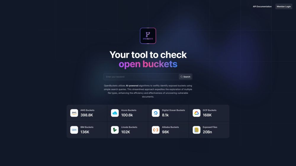 OpenBuckets Website screenshot