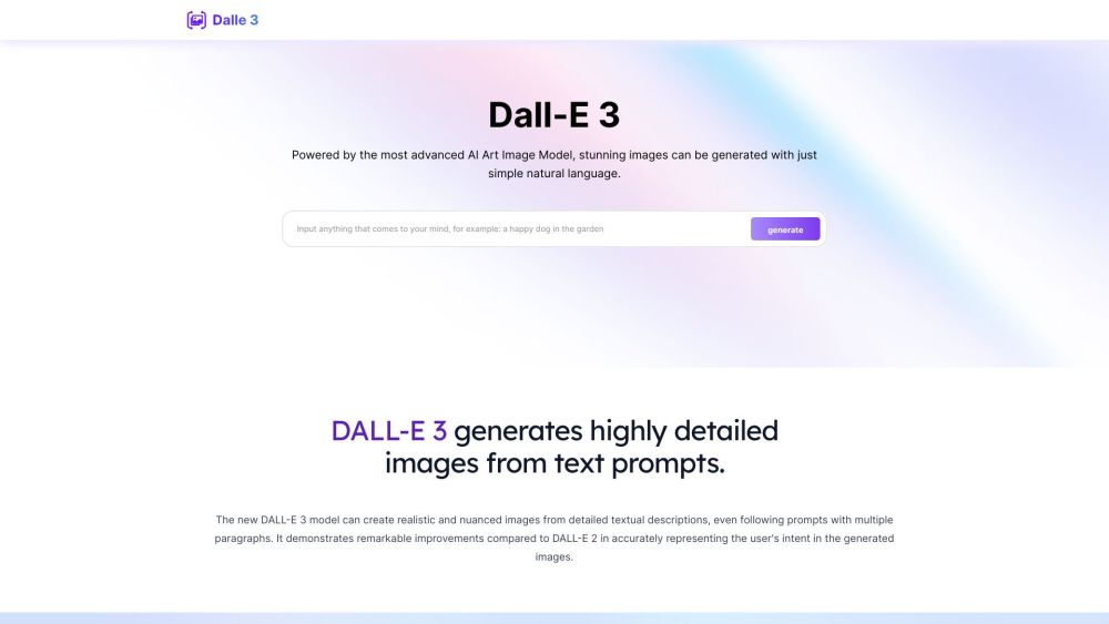 DALL-E 3 Website screenshot