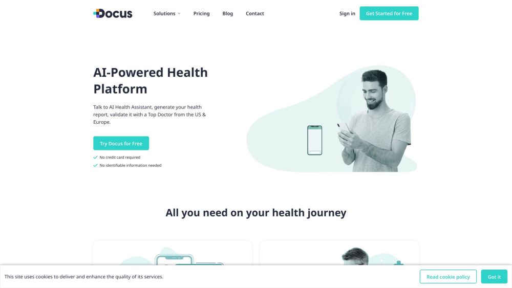 Docus - AI-Powered Health Platform Website screenshot