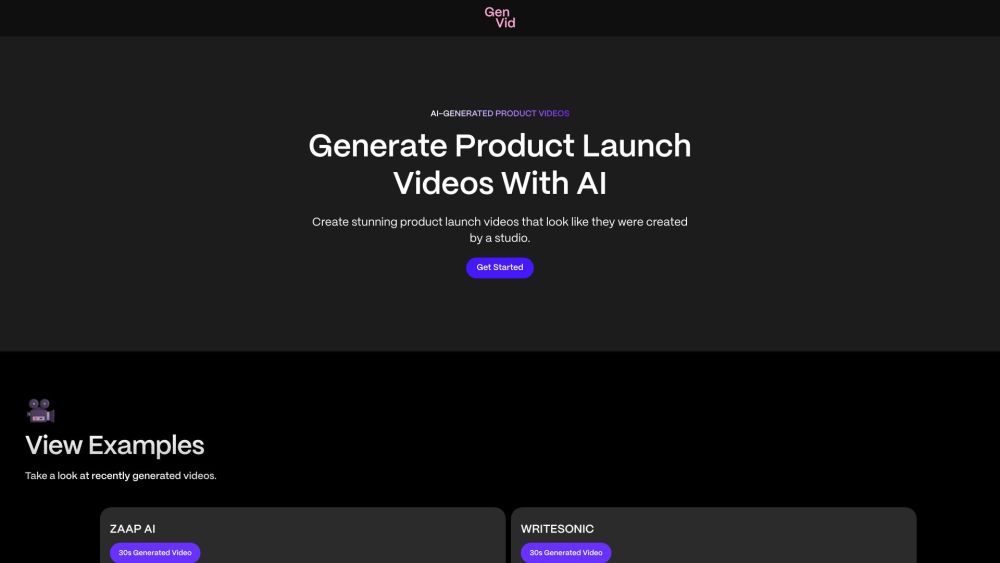 GenVid Website screenshot