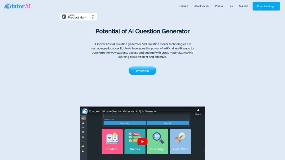 EdutorAI - AI Question Generator Website screenshot