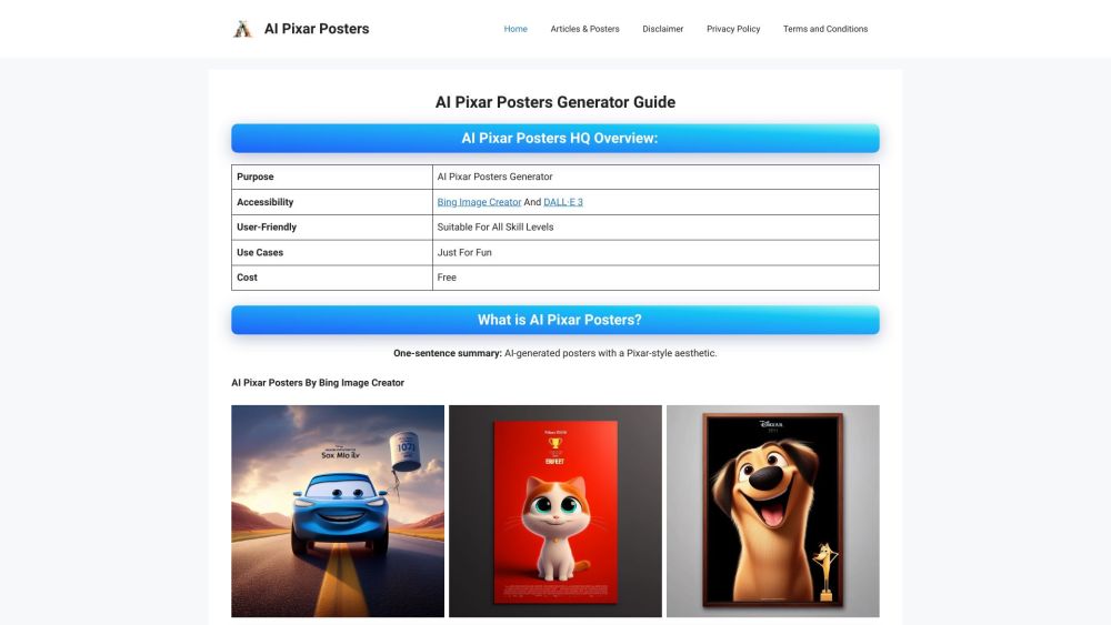 AI Pixar Posters Generator: Create Stunning Pixar-Inspired Art | tyy.AI ...