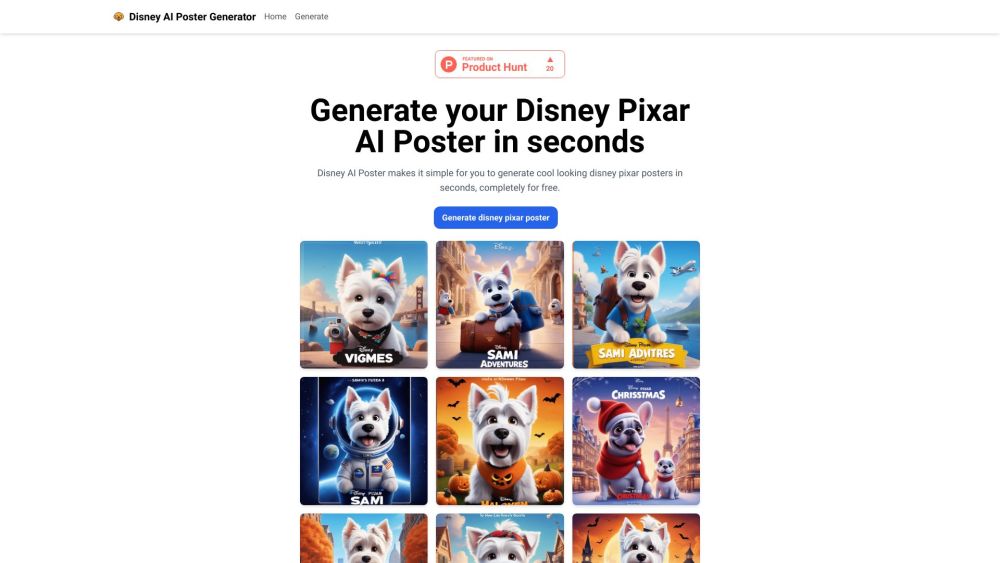 Disney AI Poster Website screenshot