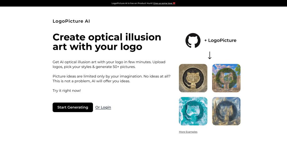 AI Optical Illusion Art Website screenshot