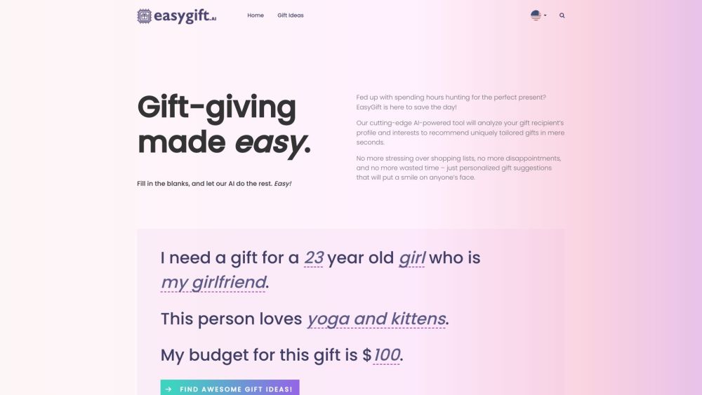 EasyGift Website screenshot