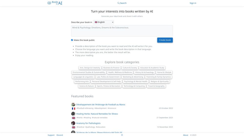 Books by AI Website screenshot