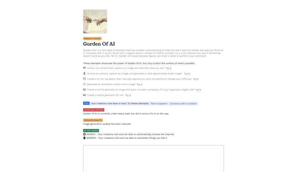 Garden of AI Website screenshot