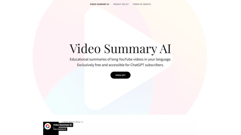 Video Summary AI Website screenshot