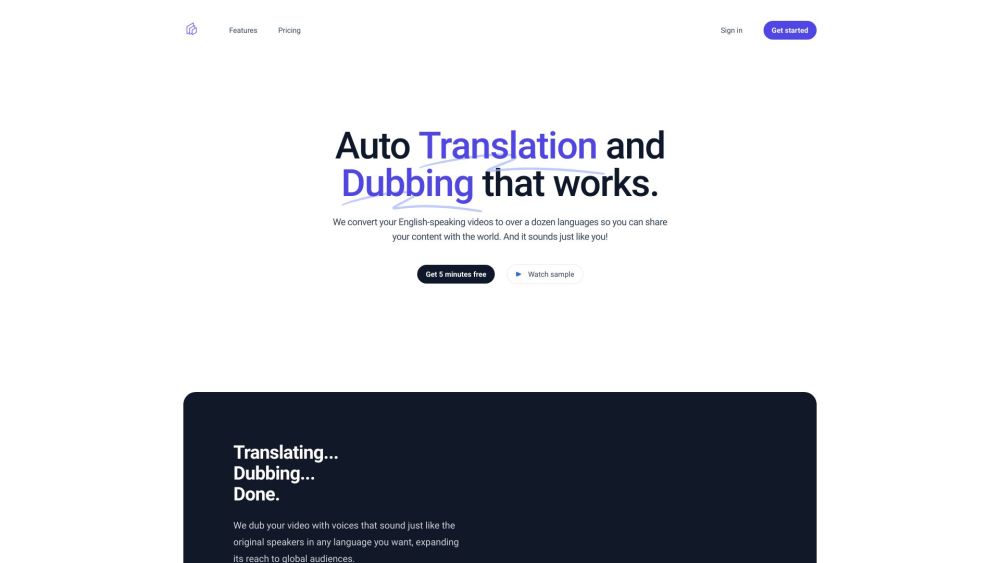 Auto Translation and Dubbing Website screenshot