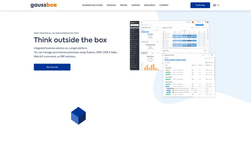 Gauss Boxのウェブサイトのスクリーンショット