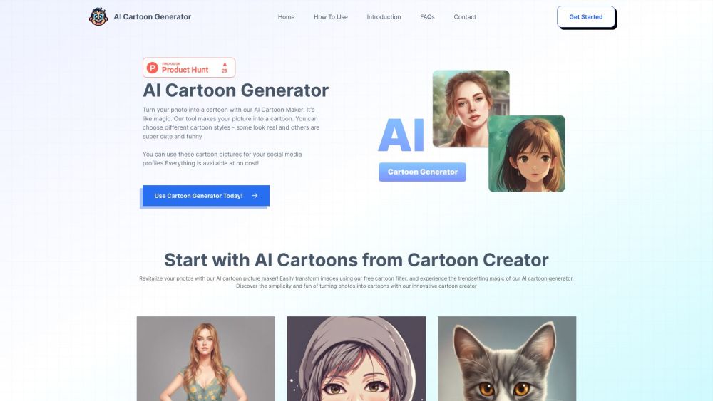 AI Cartoon Generator Website screenshot