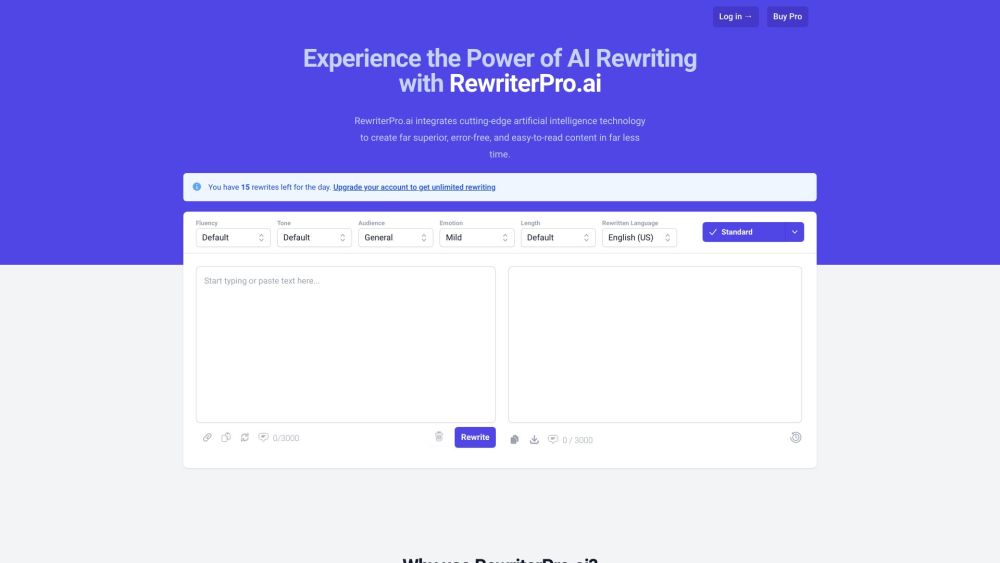 RewriterPro.ai Website screenshot