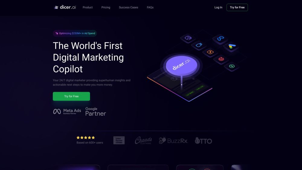 Dicer.ai | AI Marketing Insights Website screenshot