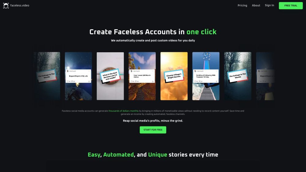 Faceless Website screenshot