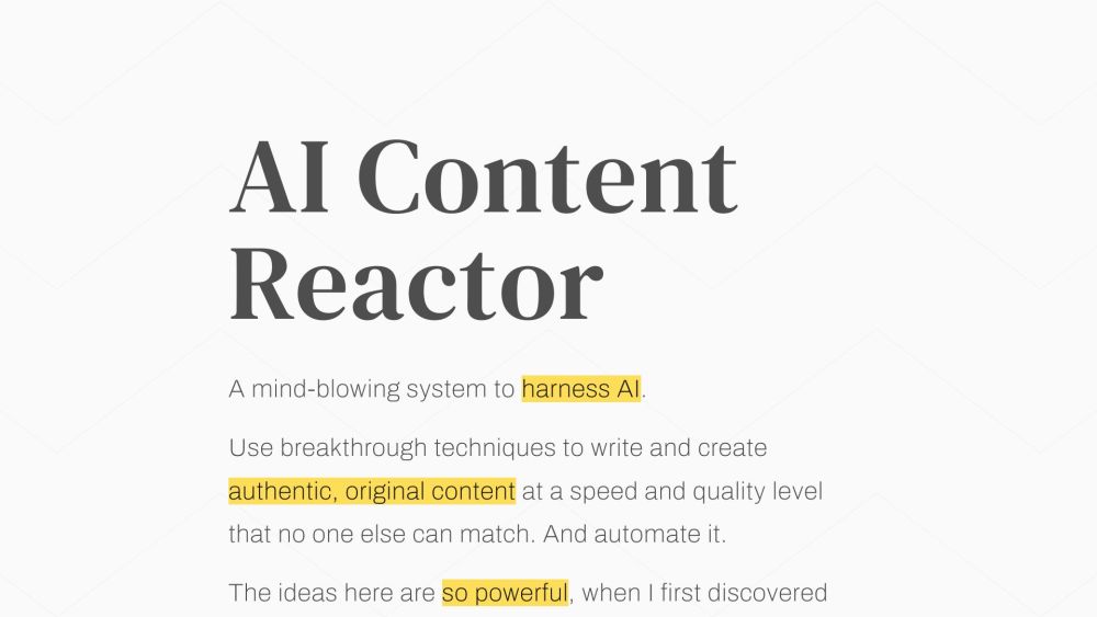 AI Content Reactor Website screenshot