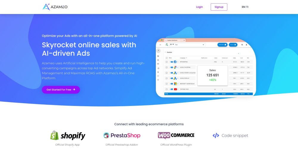 Azameo AI-driven Ads Website screenshot