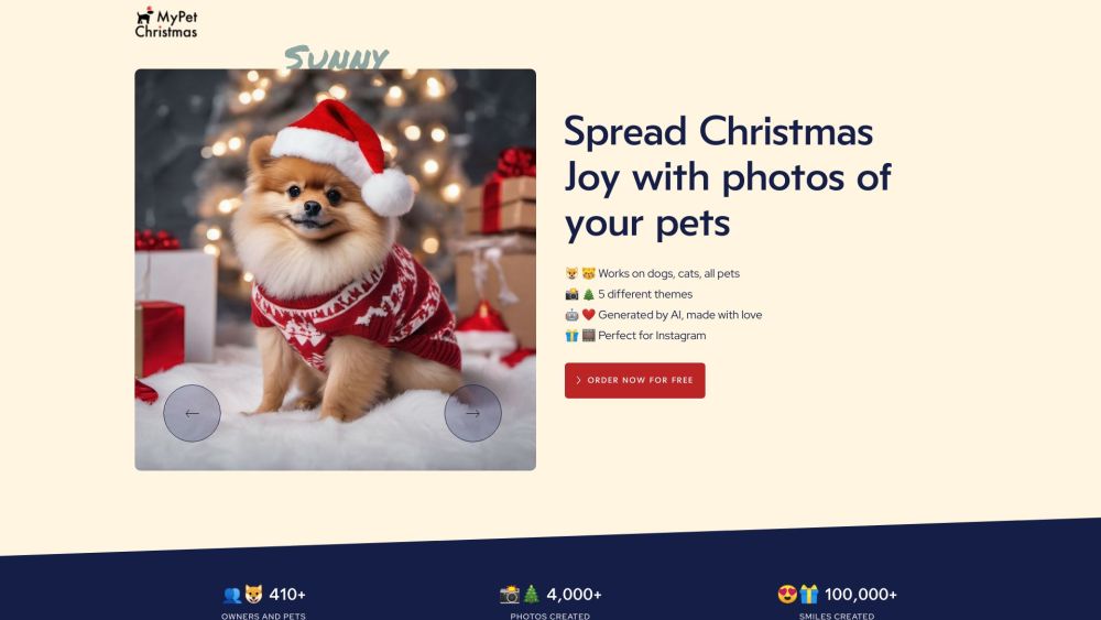 MyPet Christmas | Weihnachtsfotos von Haustieren Website Screenshot