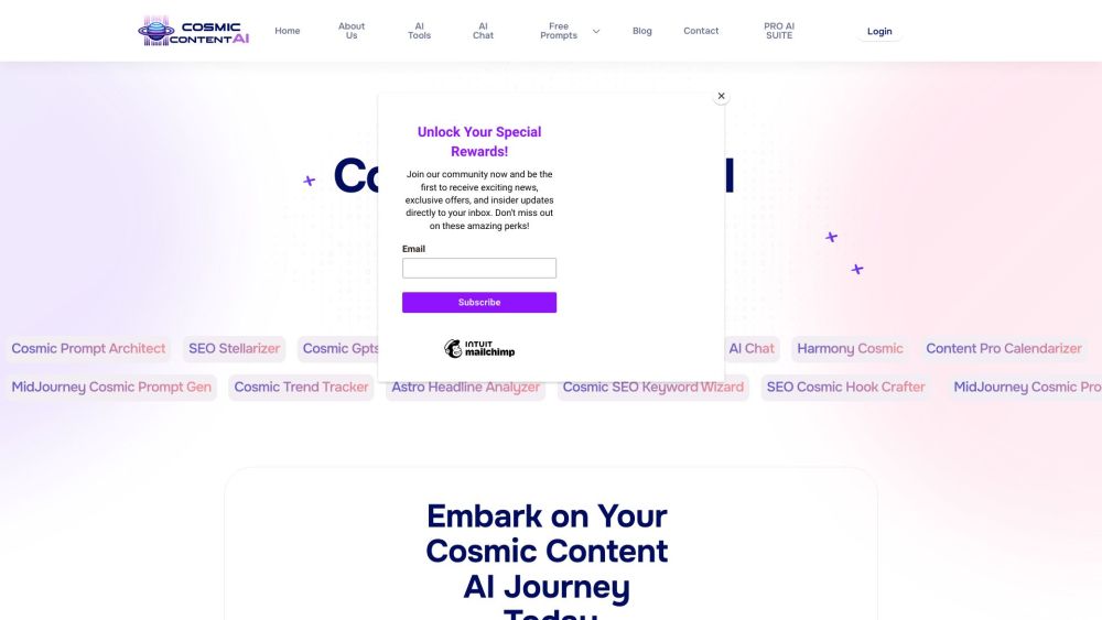 Cosmic ContentAI Website screenshot