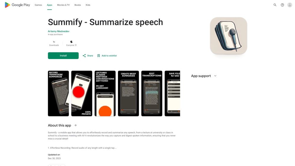 Summify - Summarize speech Website screenshot