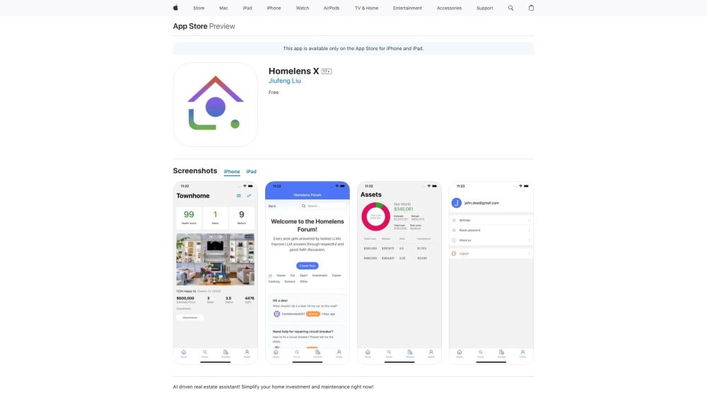 Homelens X Website Screenshot