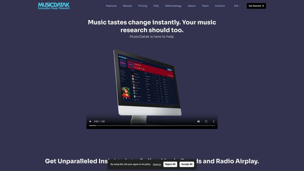 MusicDatak Website screenshot