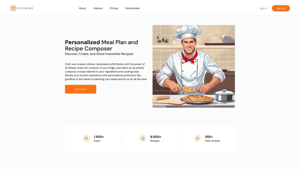 Personalized Meal Plan and Recipe Composer Website screenshot