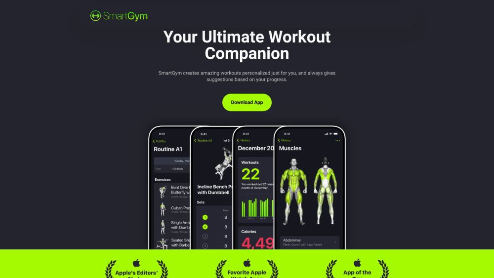 SmartGymのウェブサイトのスクリーンショット