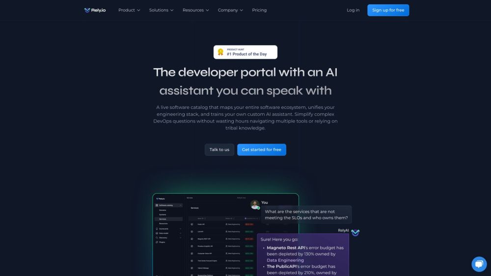 Rely.io Website screenshot