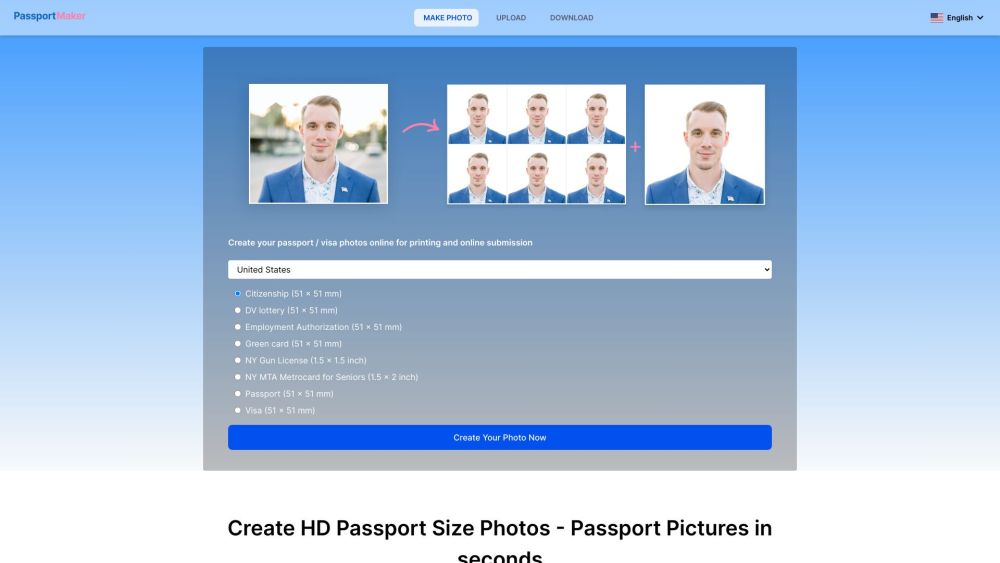 Passport Maker AI Website screenshot