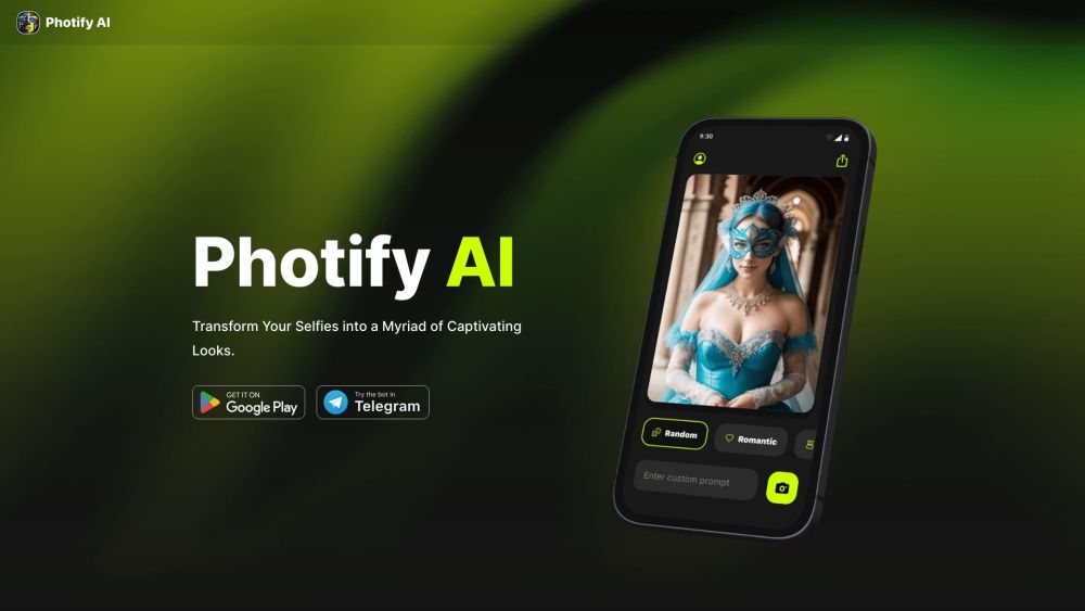 Photify AIのウェブサイトのスクリーンショット