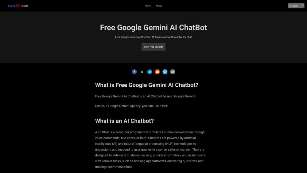 Free Google Gemini AI ChatBot Website screenshot