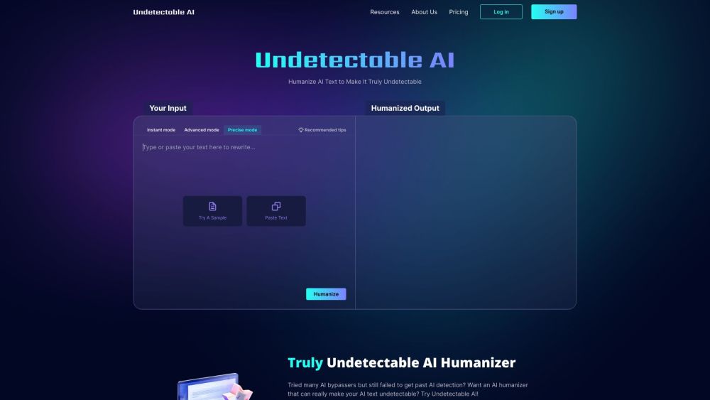 Undetectable AI Website screenshot