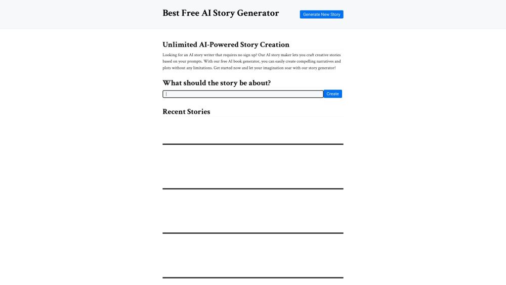 AI Story Generator Website screenshot