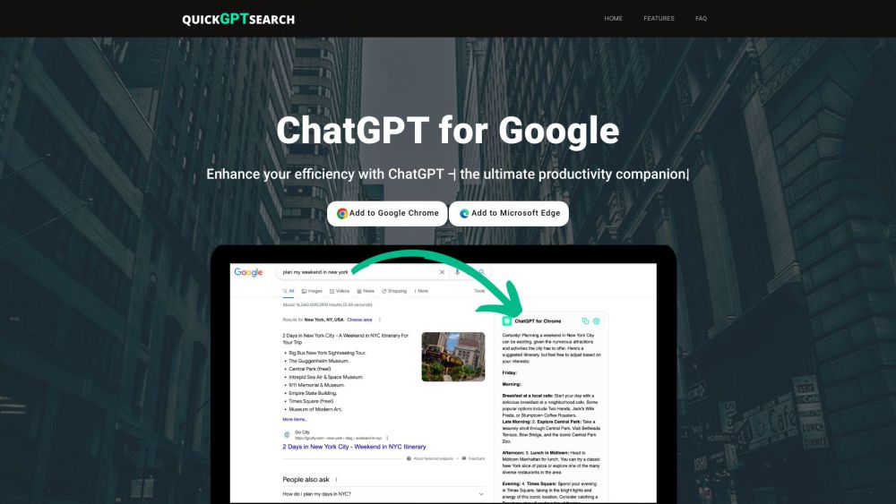 ChatGPT Chrome Extension Website screenshot