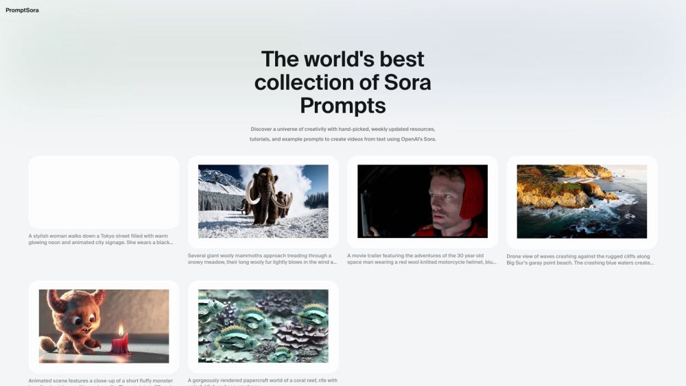 PromptSora Website screenshot