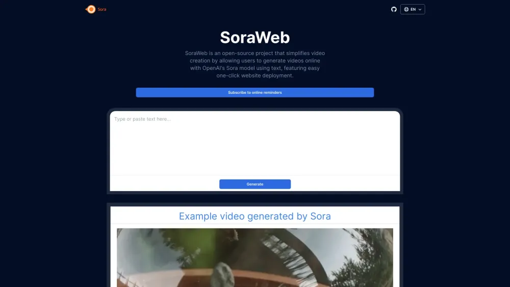 SoraWeb Website screenshot