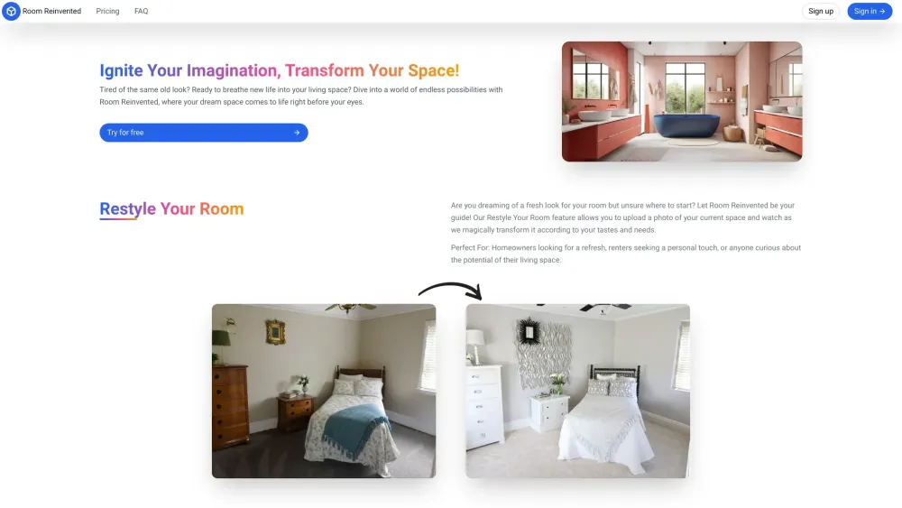 Room Reinvented Website screenshot