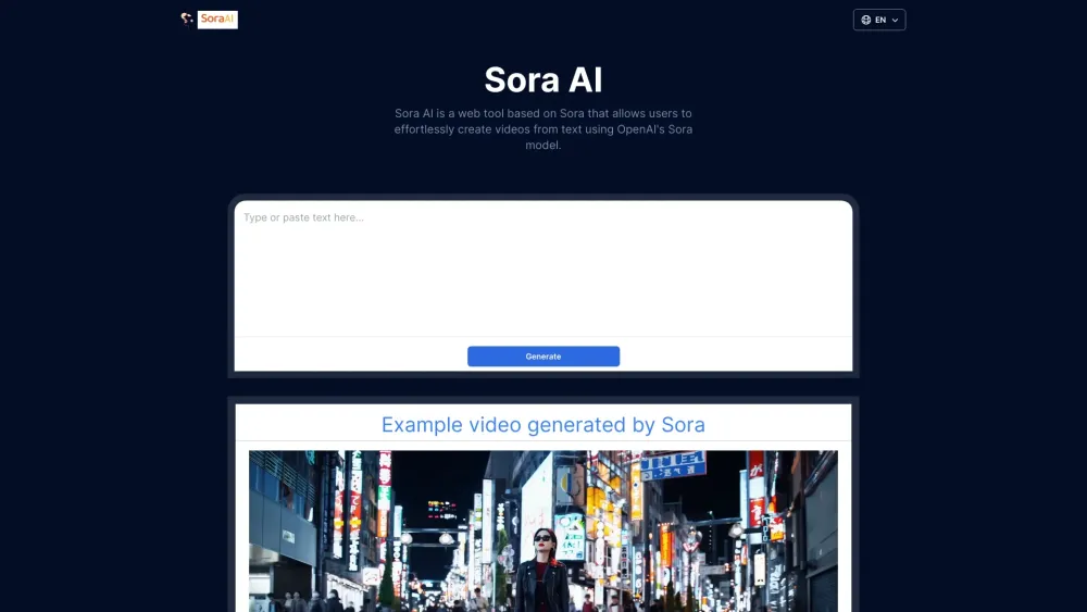 Sora AI Website screenshot