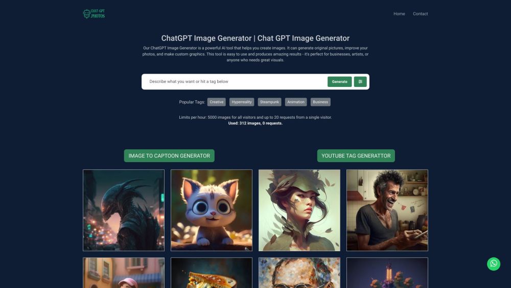 ChatGPT Image Generator Website screenshot