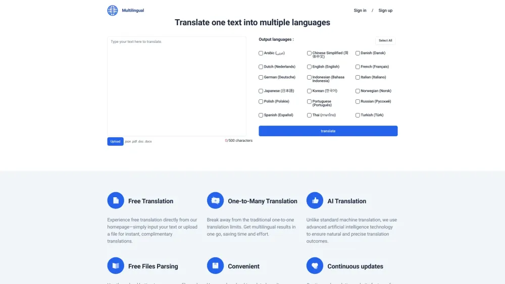 Multilingual.top Website screenshot
