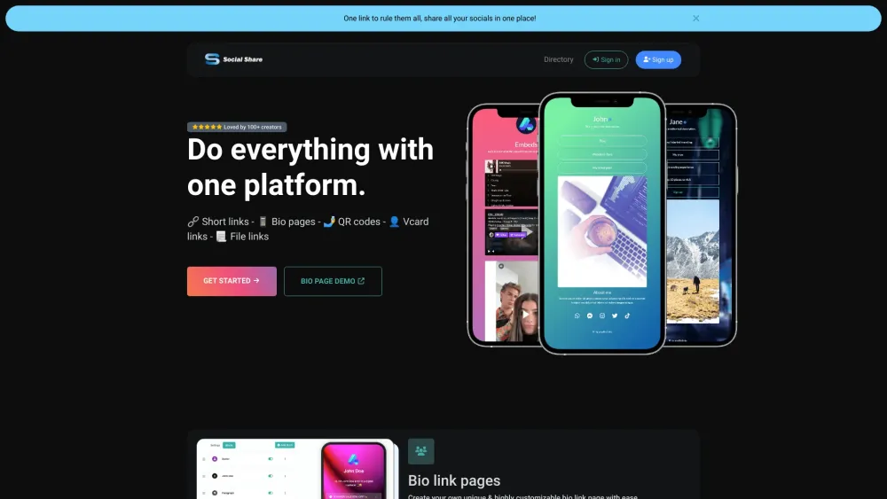 Social Share Website screenshot