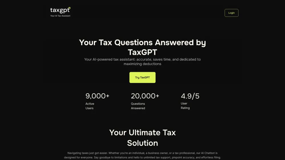 TaxGPT Website screenshot