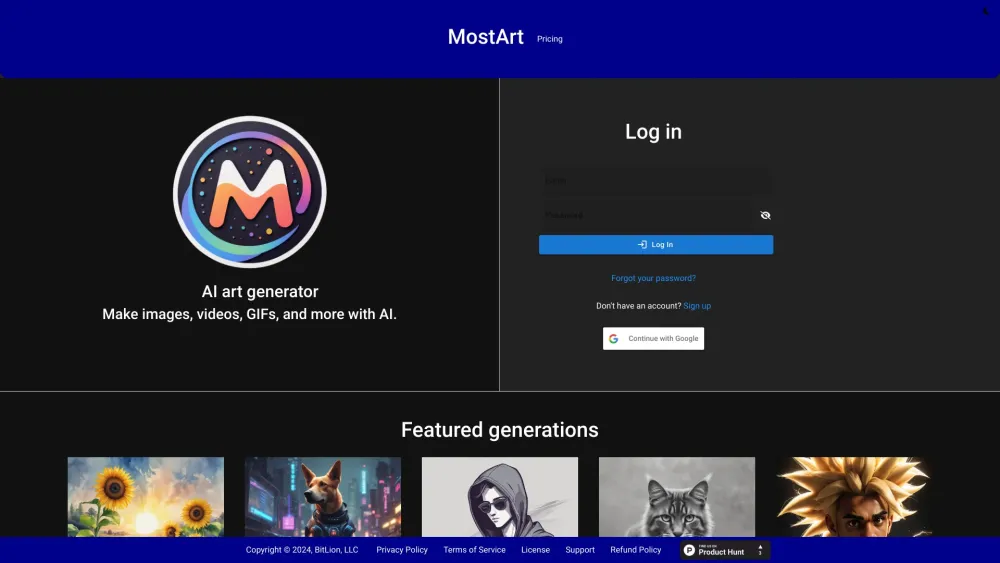 MostArt Website screenshot