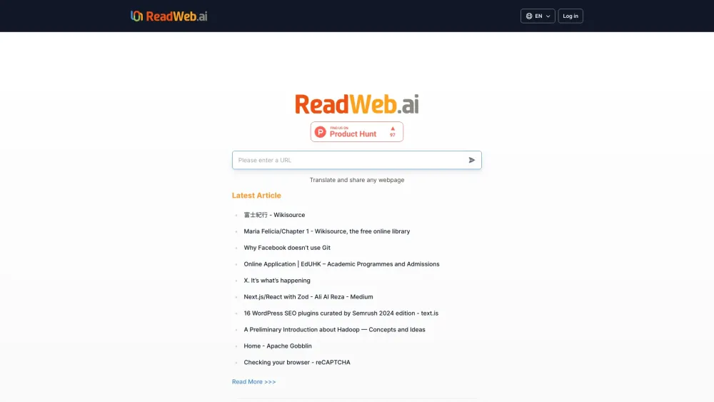 ReadWeb.ai Website screenshot